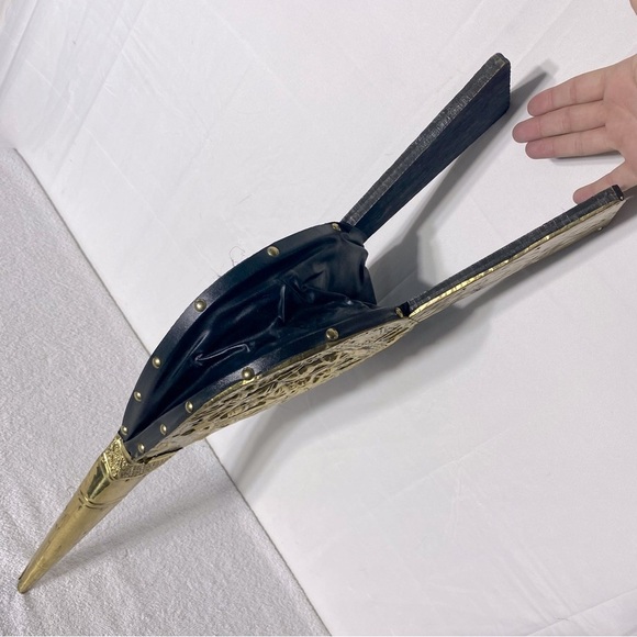 Vintage Antique Brass W Leather & Wood Decorative Bellows - Picture 6 of 16